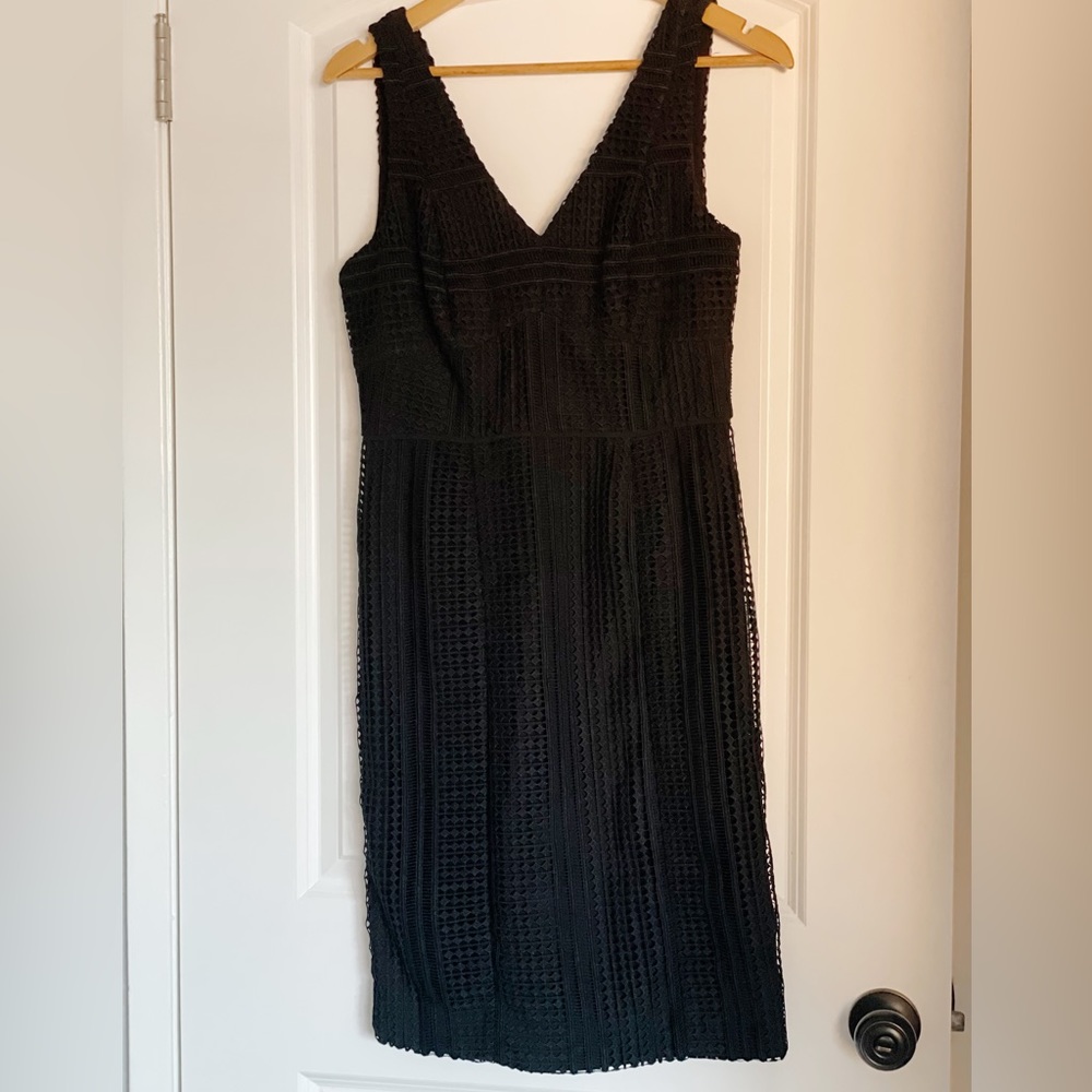 Maeve Anthropologie black eyelet dress size 8